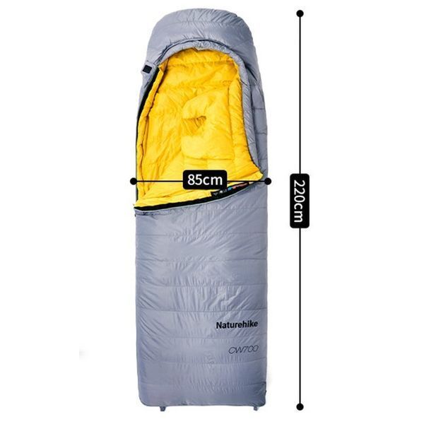 Спальник з натуральним пухом Naturehike CW700 CNK2450WS048, p-р L, жовто-сірий 6927595788103 фото