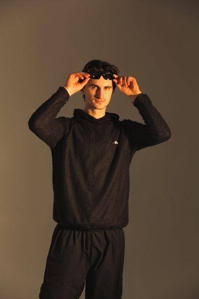 Alpha direct hoodie 60 gsm CAVIAR BLACK overlap