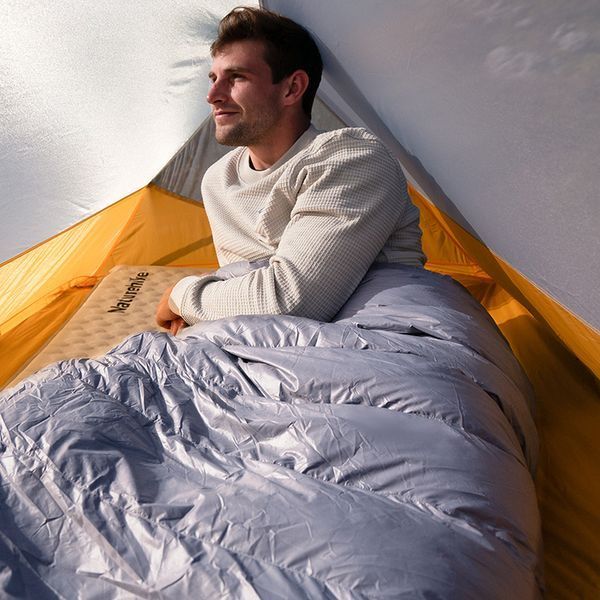 Спальник з натуральним пухом Naturehike CW400 NH18C400-D, p-р L, жовто-сірий 6976507666848 фото