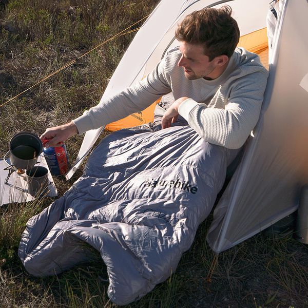Спальник з натуральним пухом Naturehike CW400 NH18C400-D, p-р L, жовто-сірий 6976507666848 фото