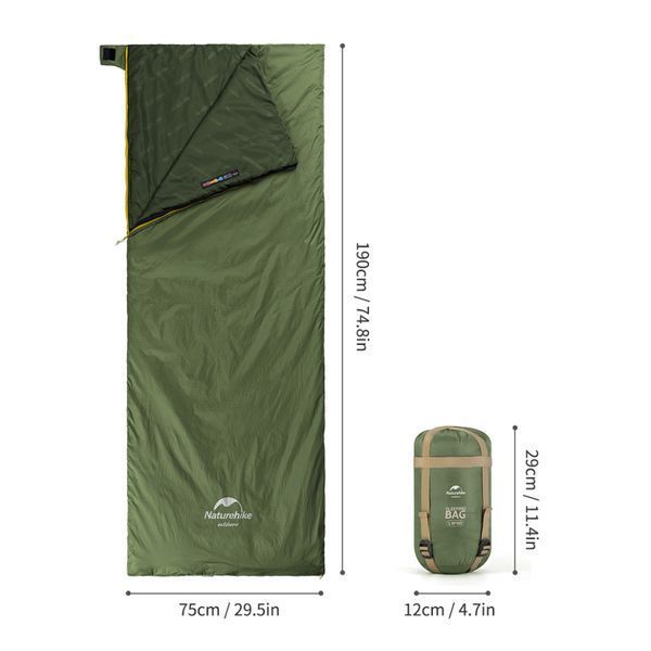 Спальний мішок Naturehike LW180 Mini NH21MSD04, лівий, темно-зелений 6975641884347 фото