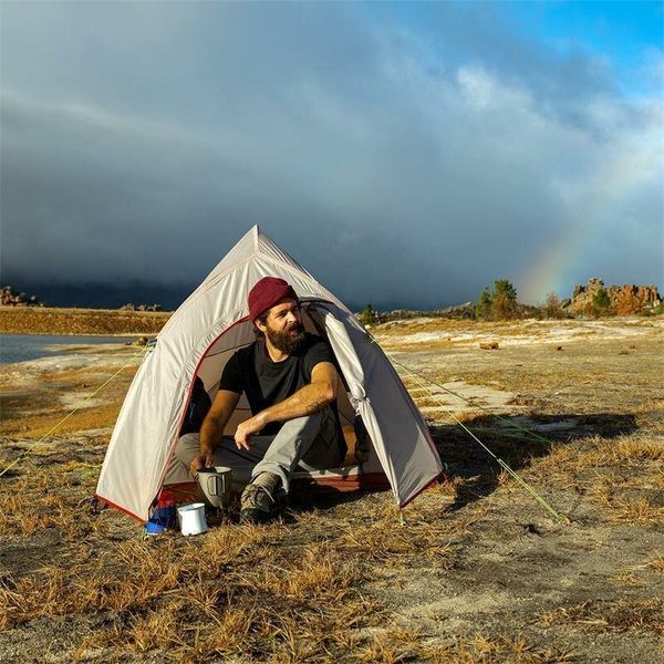 Намет надлегкий одномісний з футпринтом Naturehike Cloud Up 1 Updated NH18T010-T, 20D, сіро-червоний 6927595730522 фото