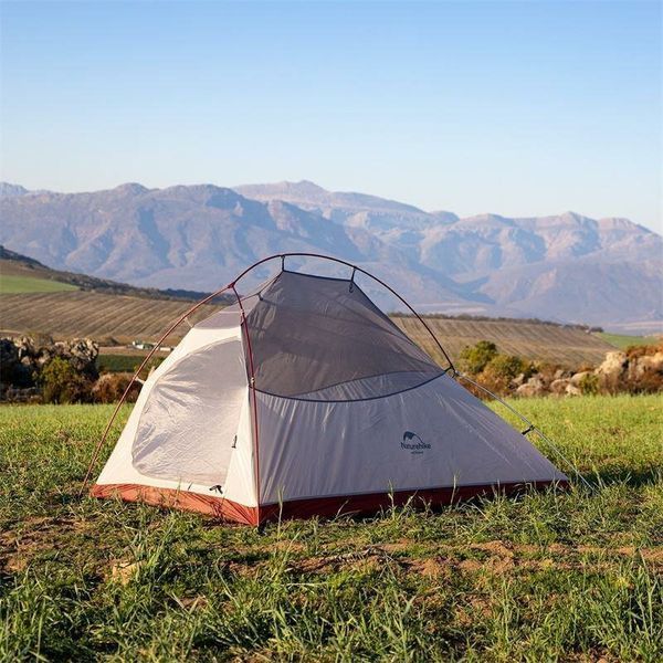 Намет надлегкий одномісний з футпринтом Naturehike Cloud Up 1 Updated NH18T010-T, 20D, сіро-червоний 6927595730522 фото