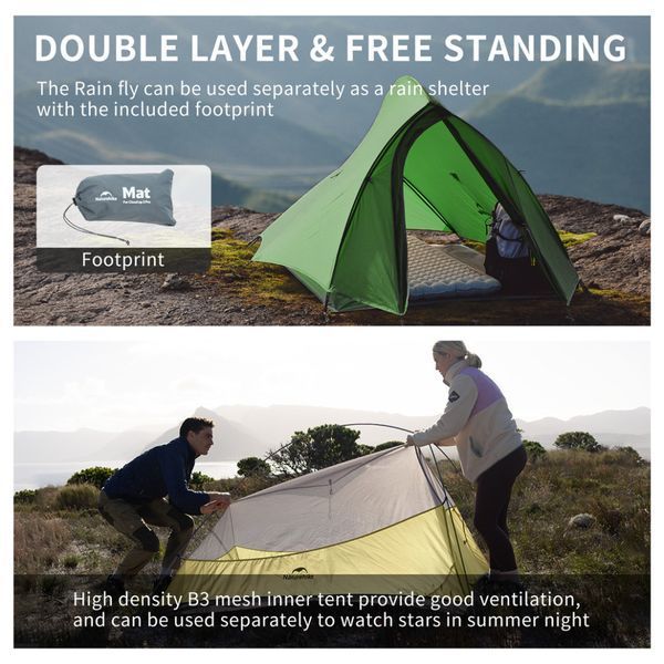 Намет надлегкий двомісний&nbsp;Naturehike Cloud Up Pro CNK2350WS020, темно-зелений 6927595798737 фото
