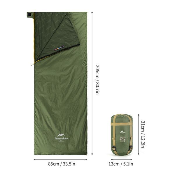 Спальний мішок Naturehike LW180 Mini NH21MSD04, правий, XL, темно-зелений 6975641884378 фото
