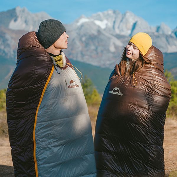 Спальник з натуральним пухом Naturehike Snowbird CNK2550WS014, p-р L, темно-коричневий 400 г 6927595784396 фото