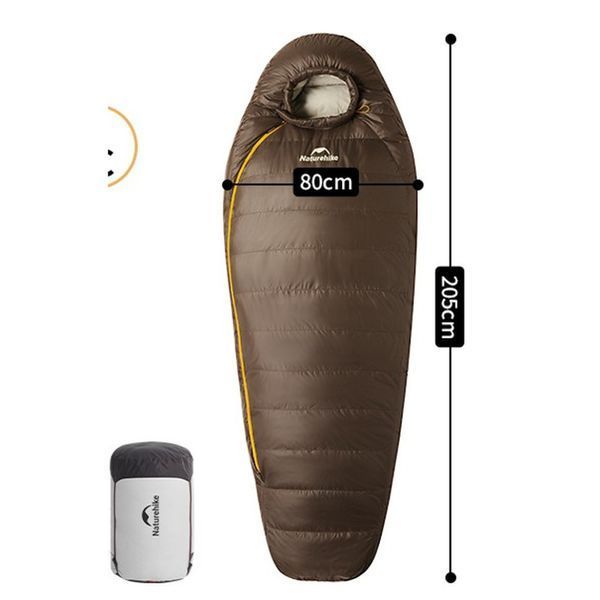 Спальник з натуральним пухом Naturehike Snowbird CNK2550WS014, p-р L, темно-коричневий 400 г 6927595784396 фото