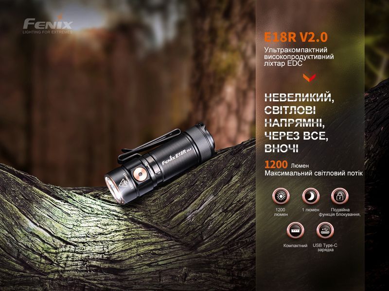 Ліхтар ручний Fenix E18R V2.0 E18RV20 фото