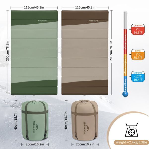 Спальний мішок двомісний Naturehike CNK2300019, зелений 6976507665223 фото