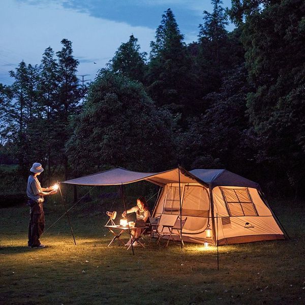 Намет з навісом Naturehike Village CNK2300ZP021, коричневий великий 6976023920189 фото