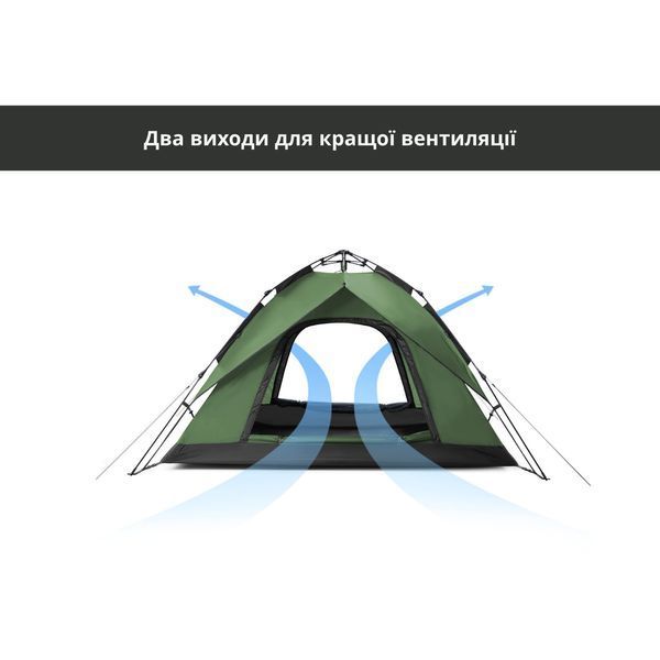 Намет тримісний автоматичний Naturehike NH21ZP008, оливково-зелений 6927595777442 фото