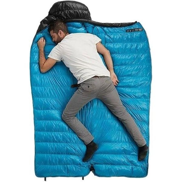 Спальник з натуральним пухом Naturehike CW400 NH18C400-D, p-р M, чорно-блакитний 6927595794531 фото