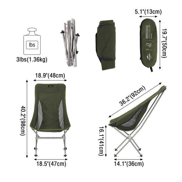 Стілець складаний Naturehike YL06 NH18Y060-Z, зелений 6927595795866 фото
