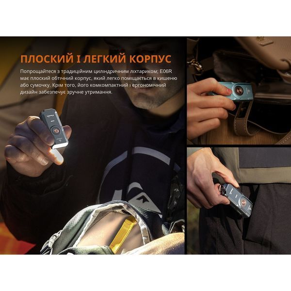 Ліхтар наключний Fenix E06R сірий E06RGray фото
