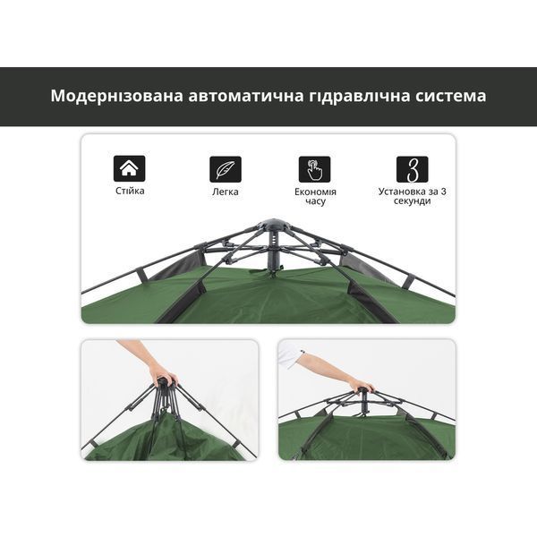 Намет тримісний автоматичний Naturehike NH21ZP008, темно-зелений 6976023922336 фото