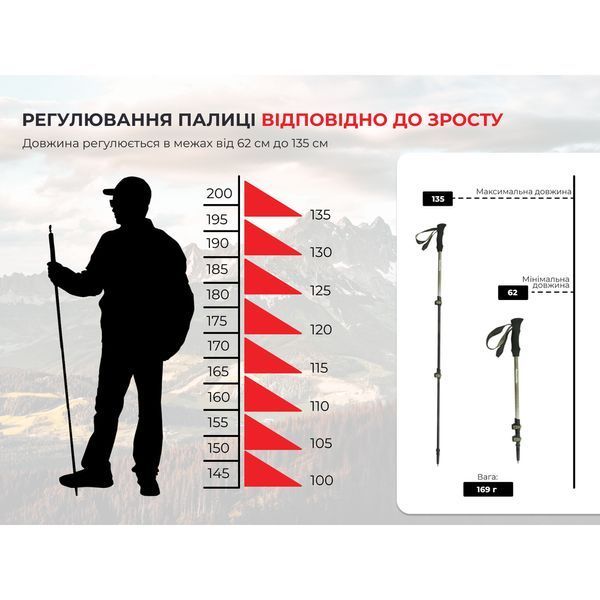 Трекінгова палиця 3-сек. Naturehike ST 03 7075 AL NH17D017-D, чорна 6975641885139 фото