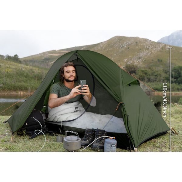 Намет надлегкий одномісний з футпринтом&nbsp;Naturehike Cycling&nbsp;1&nbsp;NH18A095-D, 210T, темний зелений 6927595735671 фото