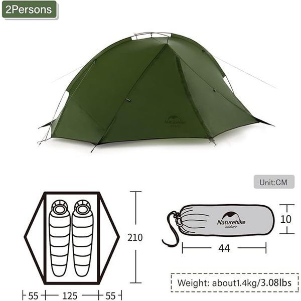 Намет двомісний Naturehike Tagar NH17T180-J, темний зелений 6927595793183 фото