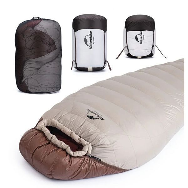 Спальник з натуральним пухом Naturehike Snowbird NH20YD001, p-р L, коричневий 380 г 6927595761281 фото