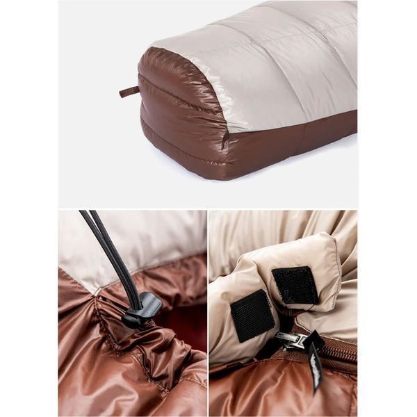 Спальник з натуральним пухом Naturehike Snowbird NH20YD001, p-р L, коричневий 380 г 6927595761281 фото
