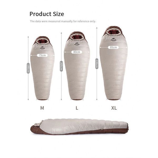 Спальник з натуральним пухом Naturehike Snowbird NH20YD001,p-р L, коричневий 560 г 6927595761298 фото