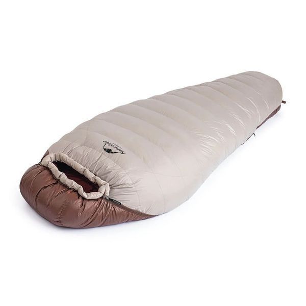 Спальник з натуральним пухом Naturehike Snowbird NH20YD001, p-р L, коричневий 980 г 6927595761311 фото