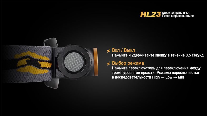 Ліхтар налобний Fenix HL23 жовтий HL23G фото