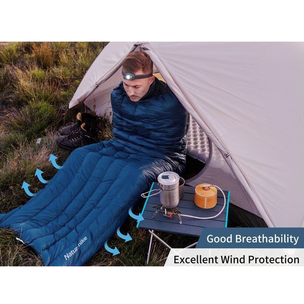 Спальний мішок з натуральним пухом Naturehike CWM295 CNK2300SD013, блакитний 6976023920899 фото