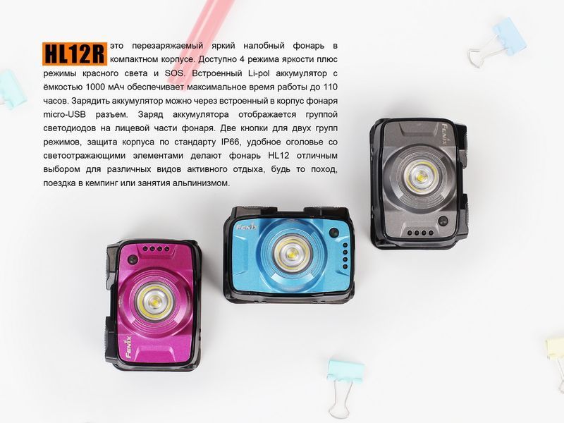 Ліхтар налобний Fenix HL12R фіолетовий HL12Rp фото