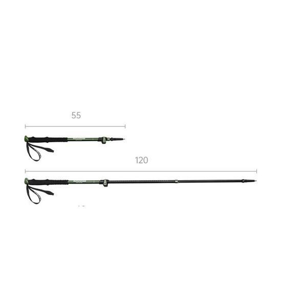 Трекінгова палиця 3-сек. Naturehike CNK2550DS010, 55-120 см, алюміній, зелена